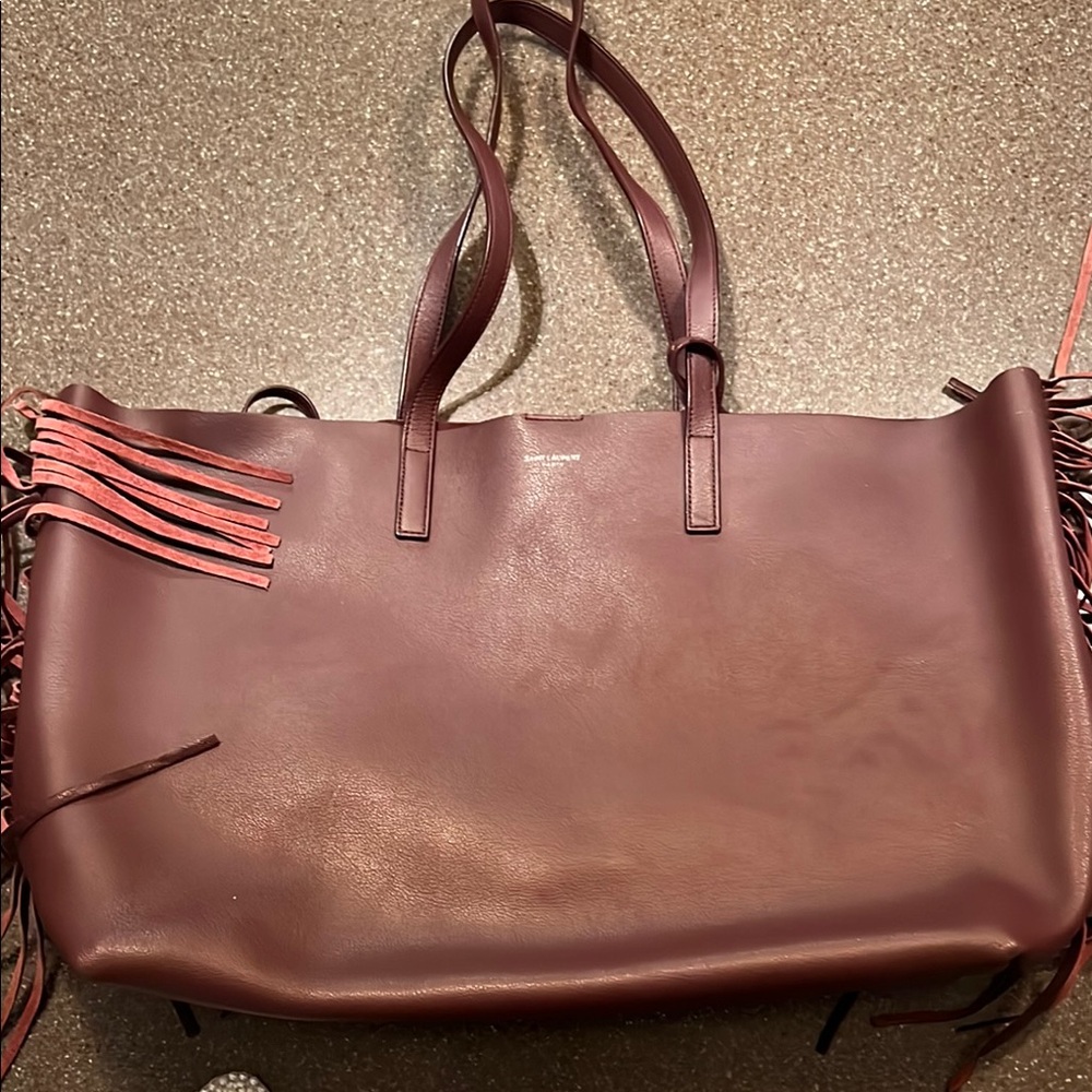 Saint Laurent Burgundy Leather Tote Bag - Picture 10 of 10